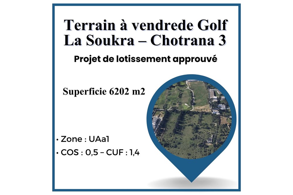 À Vendre Terrain en Bordure de Golf La Soukra