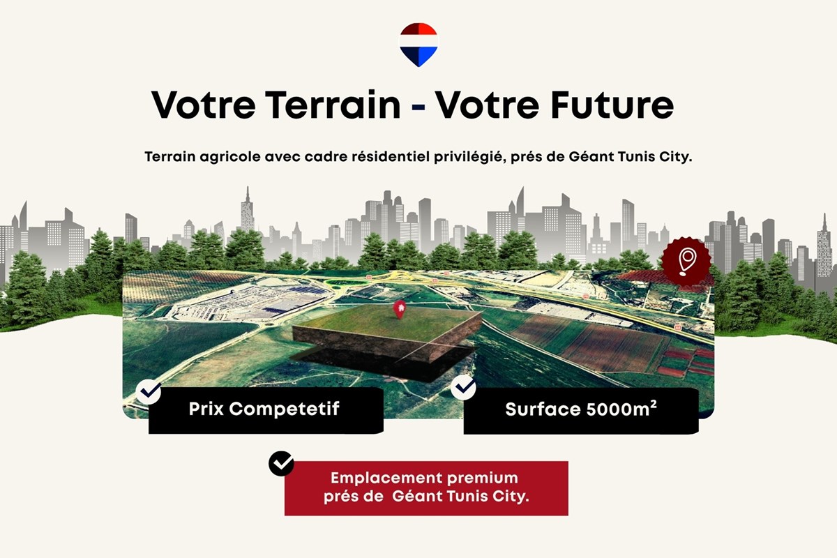Terrain agricole avec cadre résidentiel.