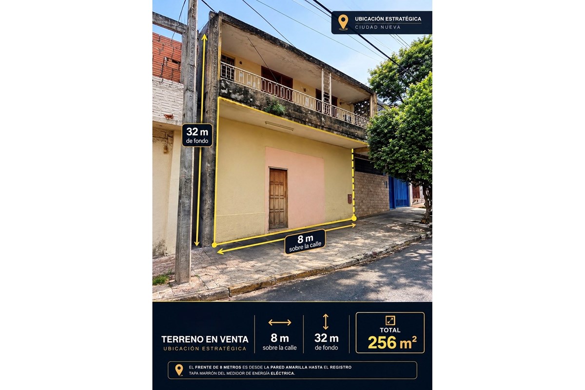 Terreno 256 m2 en Venta - Ciudad Nueva, Asunción — foto 2