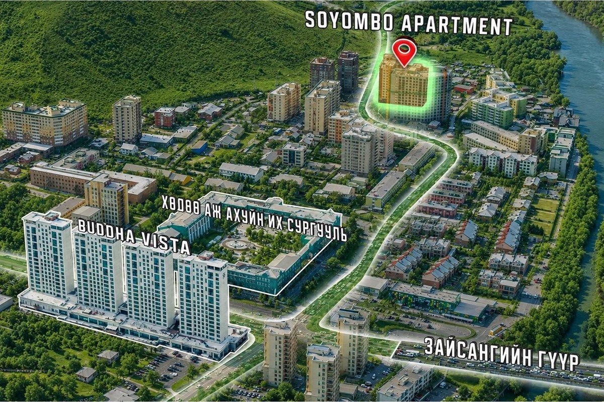 Зайсан Соёмбо апартмент 2-3 өрөө худалдана.